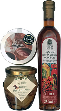 Terra Rossa - Chilli Infused Olive Oil, Baba's Rashi & Dibis and Zesty Sumac