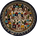 Terra Rossa - Multicoloured bowl with town design.