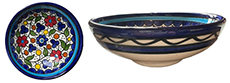 Terra Rossa Palestinian Light and Dark Blue (muti coloured flowers) Dipping Pot